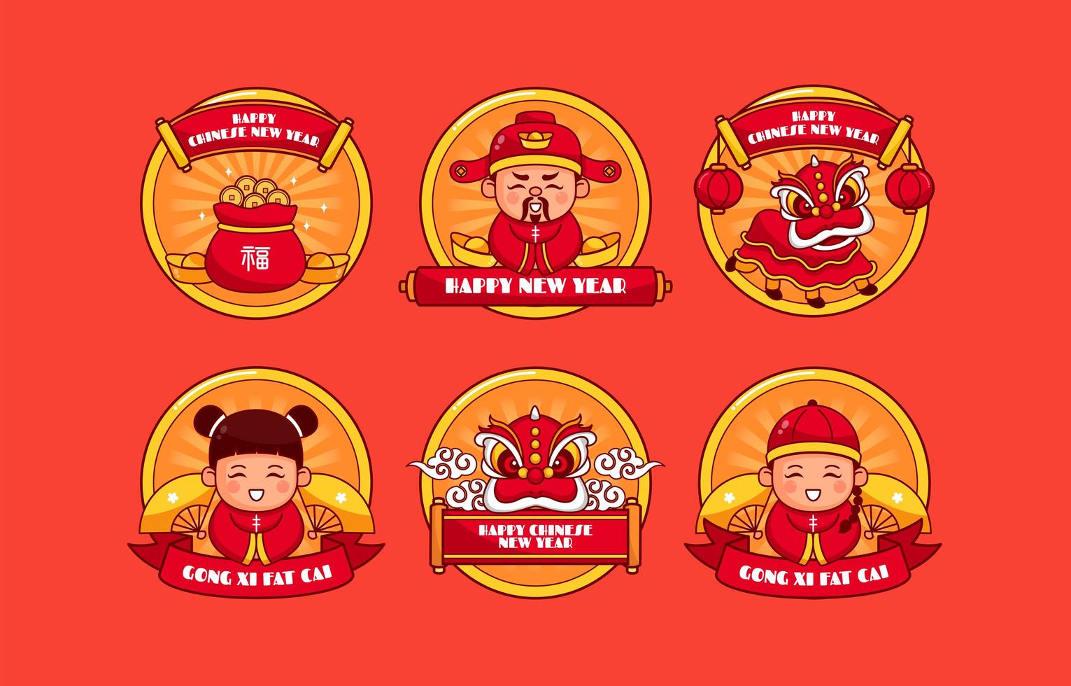 Celebrating Chinese New Year Icon Sticker vector