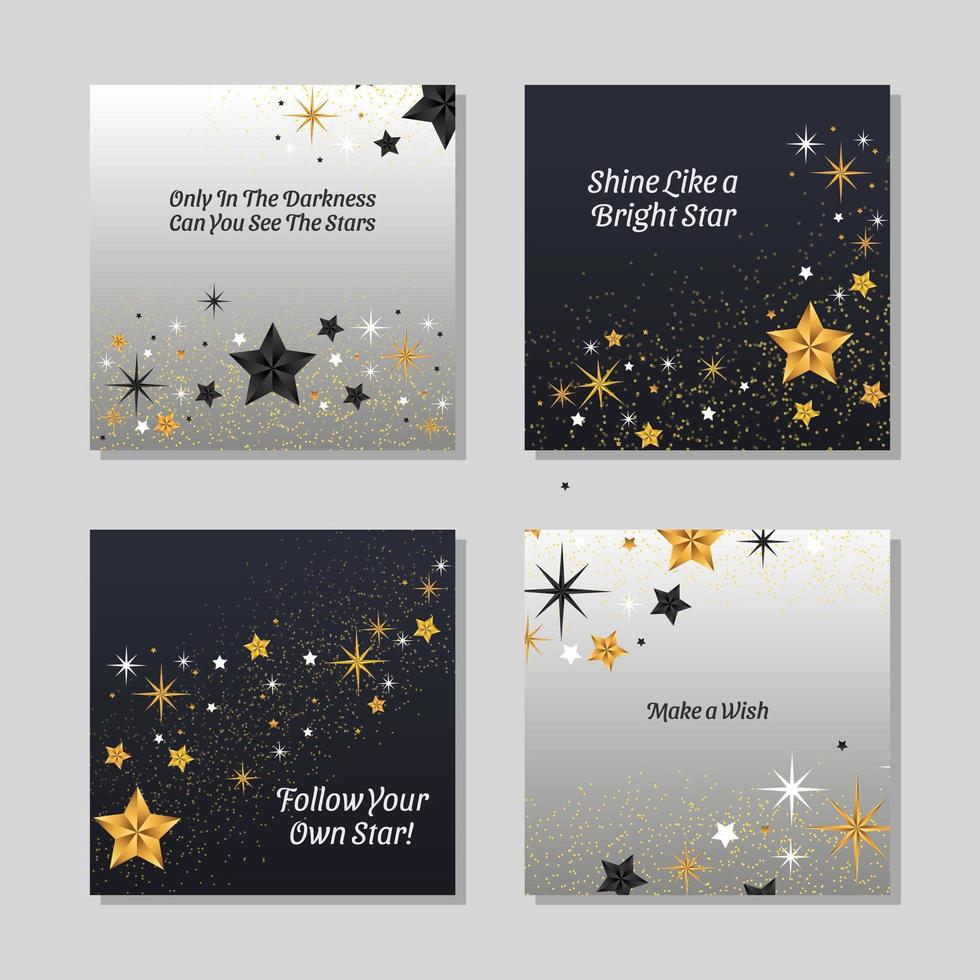 Tri-color Stars and Wishes Card Template vector