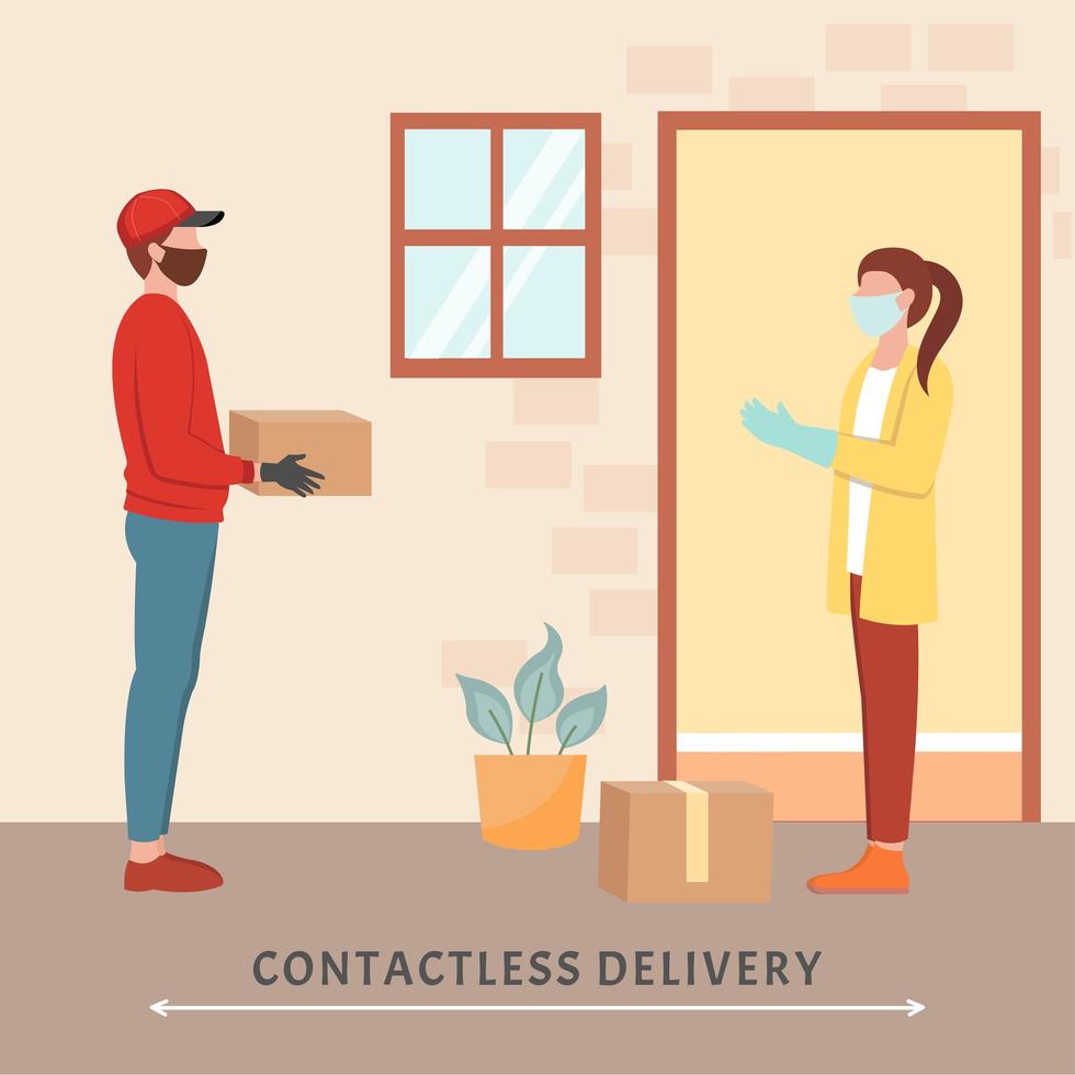 Delivering Package Without Human Contact vector