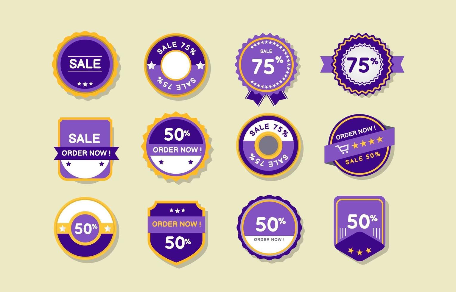 Simple Purple and Yellow Marketing Promotion Label vector