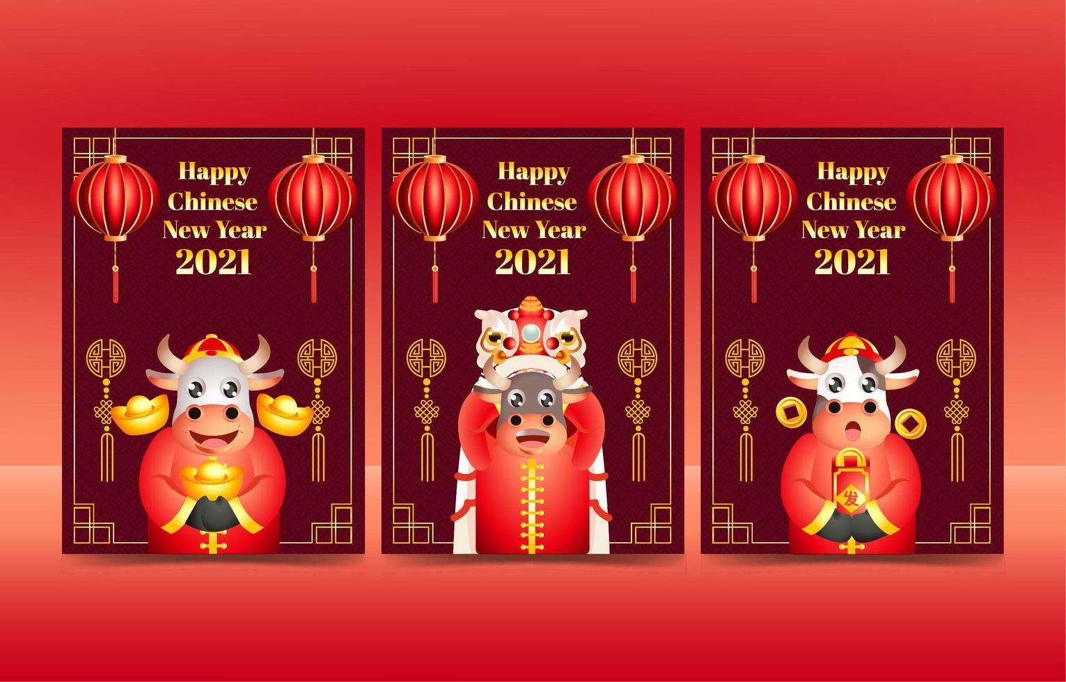 tarjetas de año nuevo chino vector