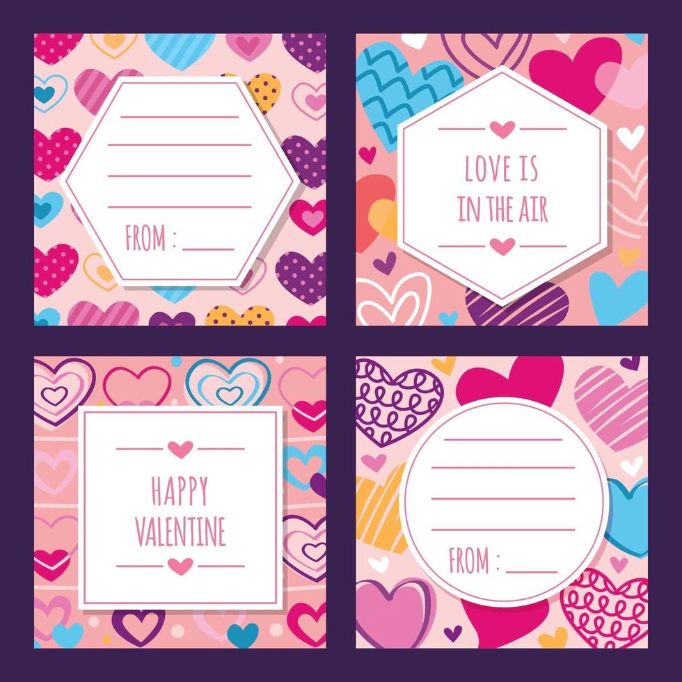 colección de tarjetas de regalo de san valentín dibujadas a mano vector