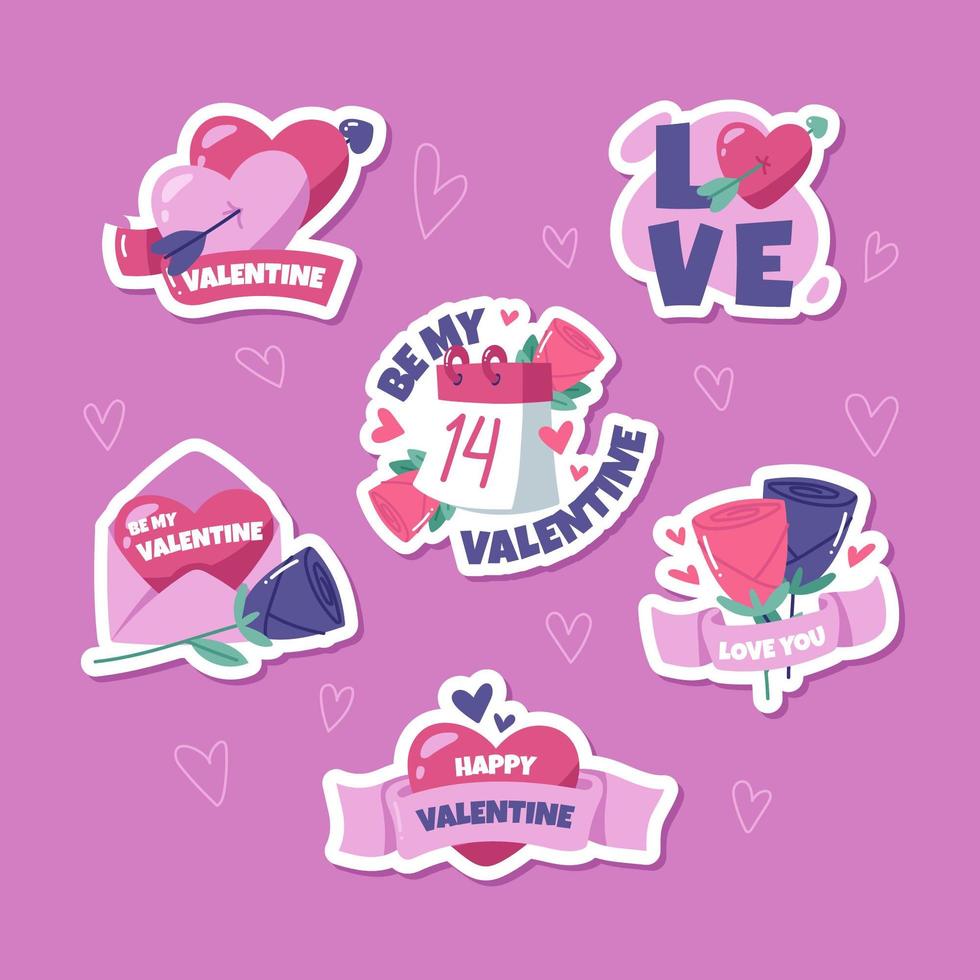 lindo conjunto de pegatinas de San Valentín vector