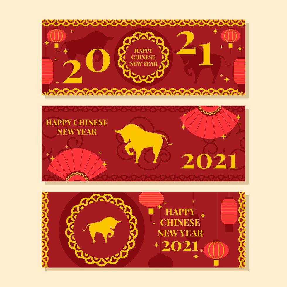 Red And Gold Ox Year Banner vector