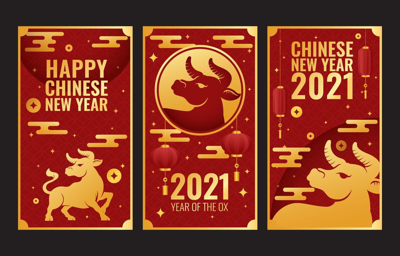 New Year Card Golden Ox vector