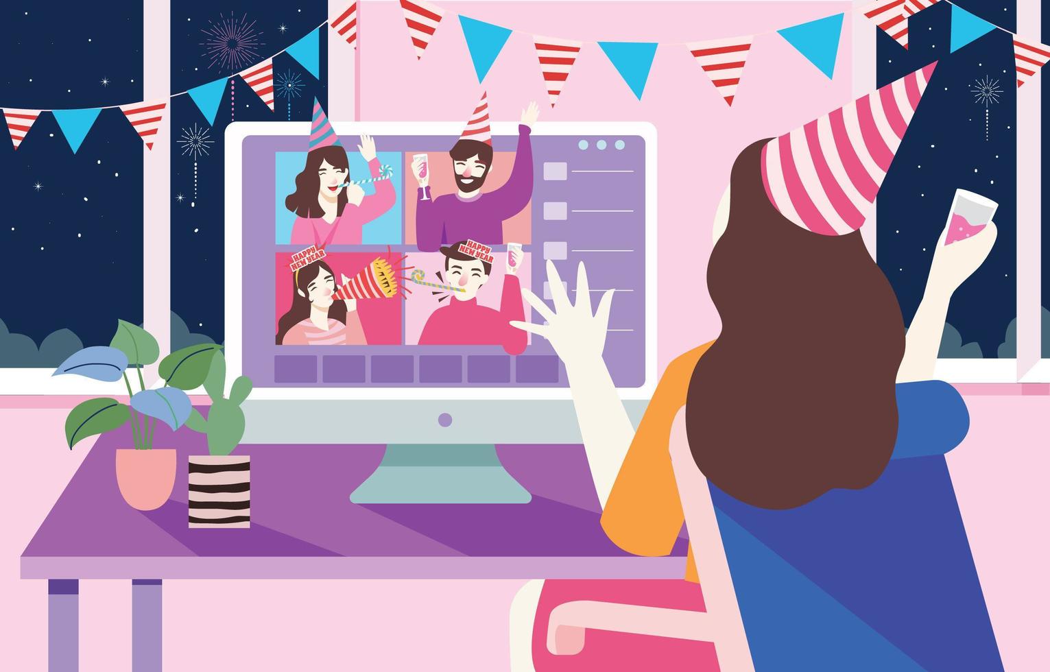 Virtual New Year Gathering vector