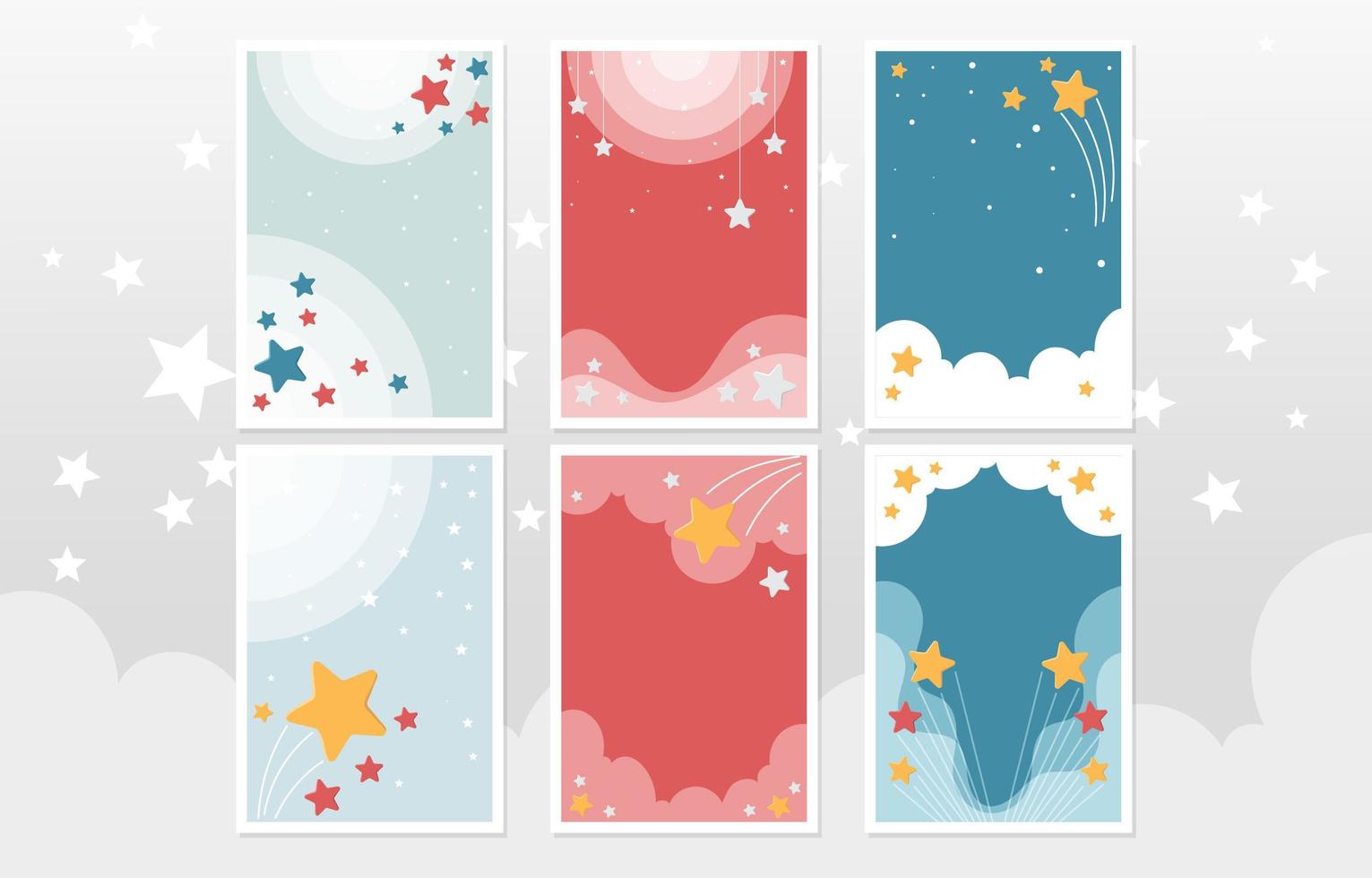 Cute Star Themed Card Set vector