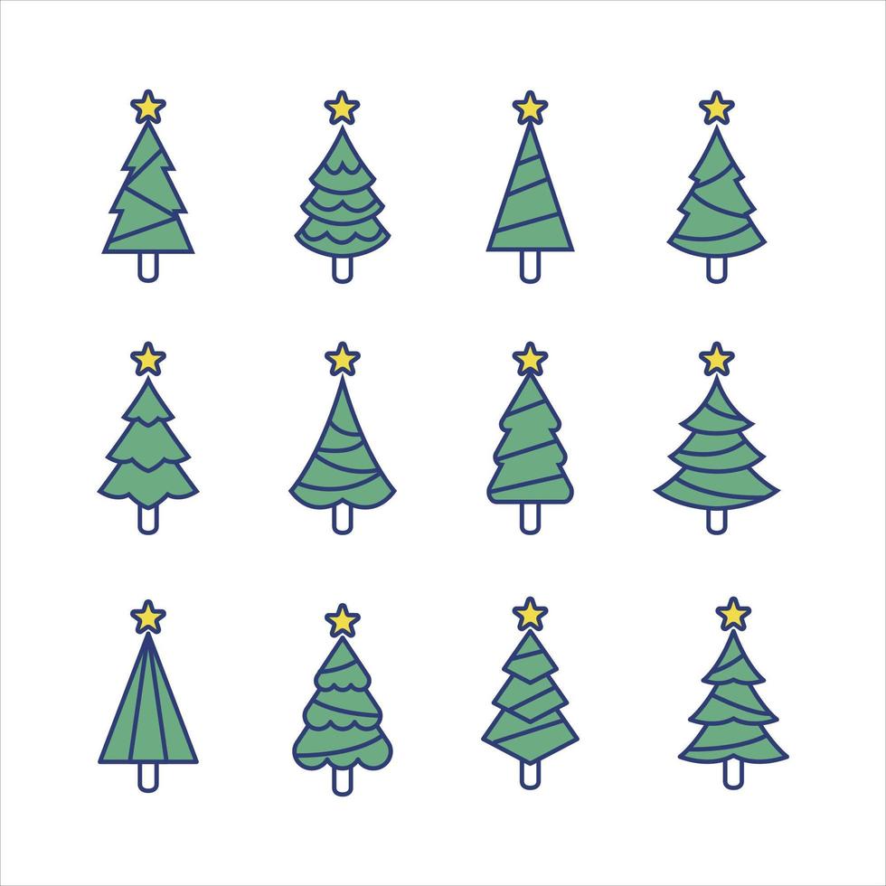 colección de concepto de línea de árbol de navidad vector