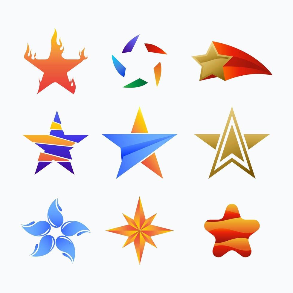 colección de logos de estrellas de colores vector