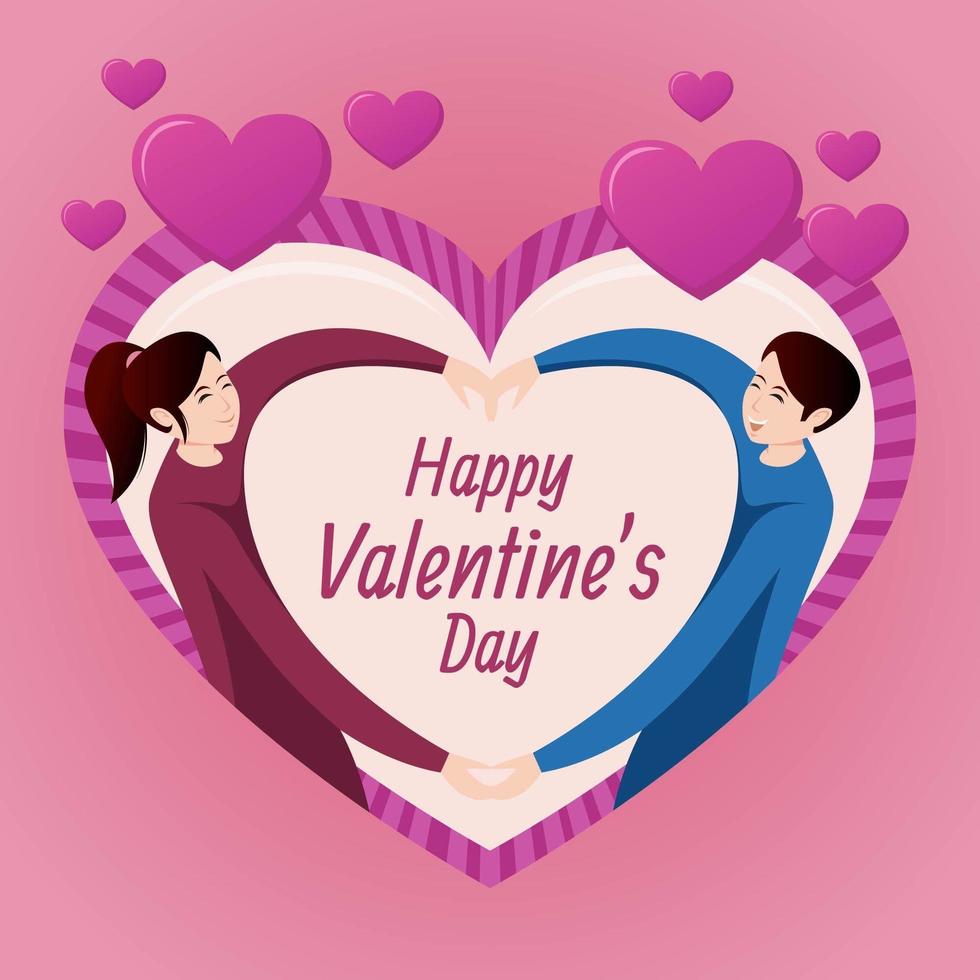 Pink Valentine Concept with Couple Holding Hands vector