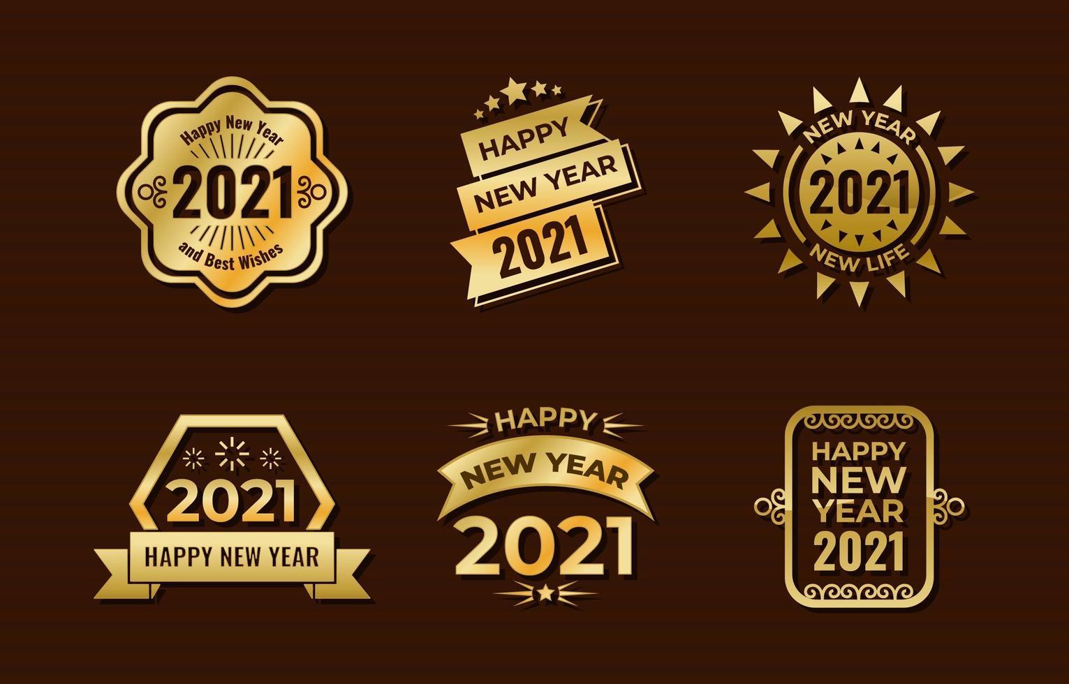 New Year Golden Labels vector