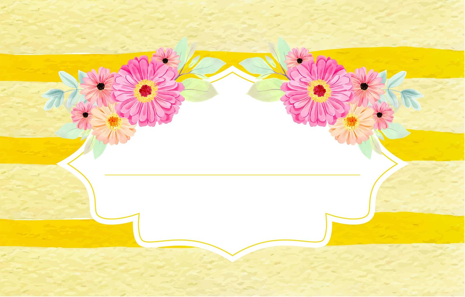 Trendy Gold Stripes Watercolor Flower Frame Background vector