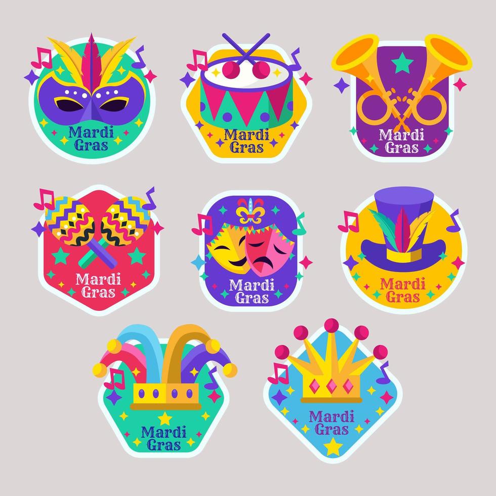 Colourful of Mardi Gras label vector