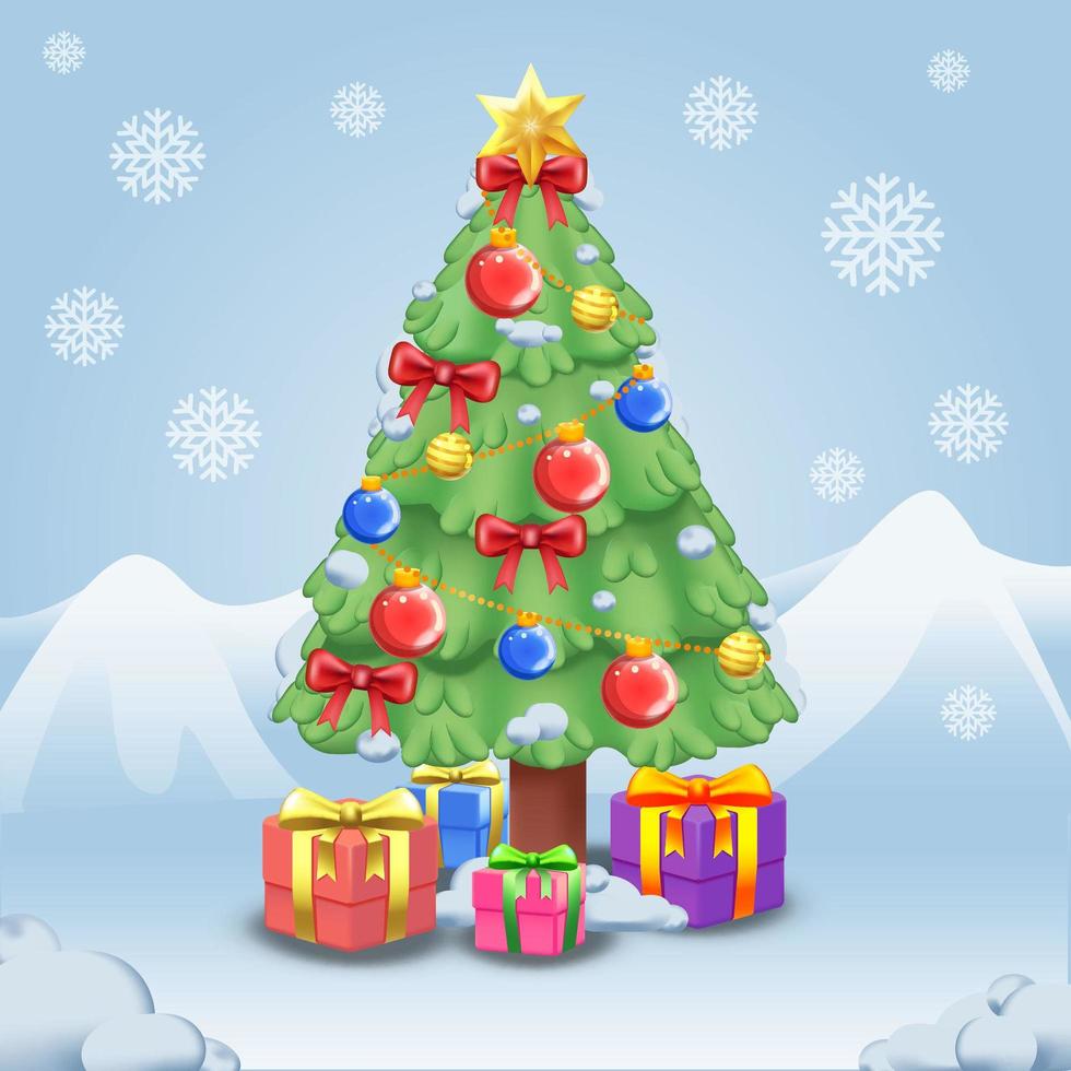 Cartoony Christmas Tree Illustration vector