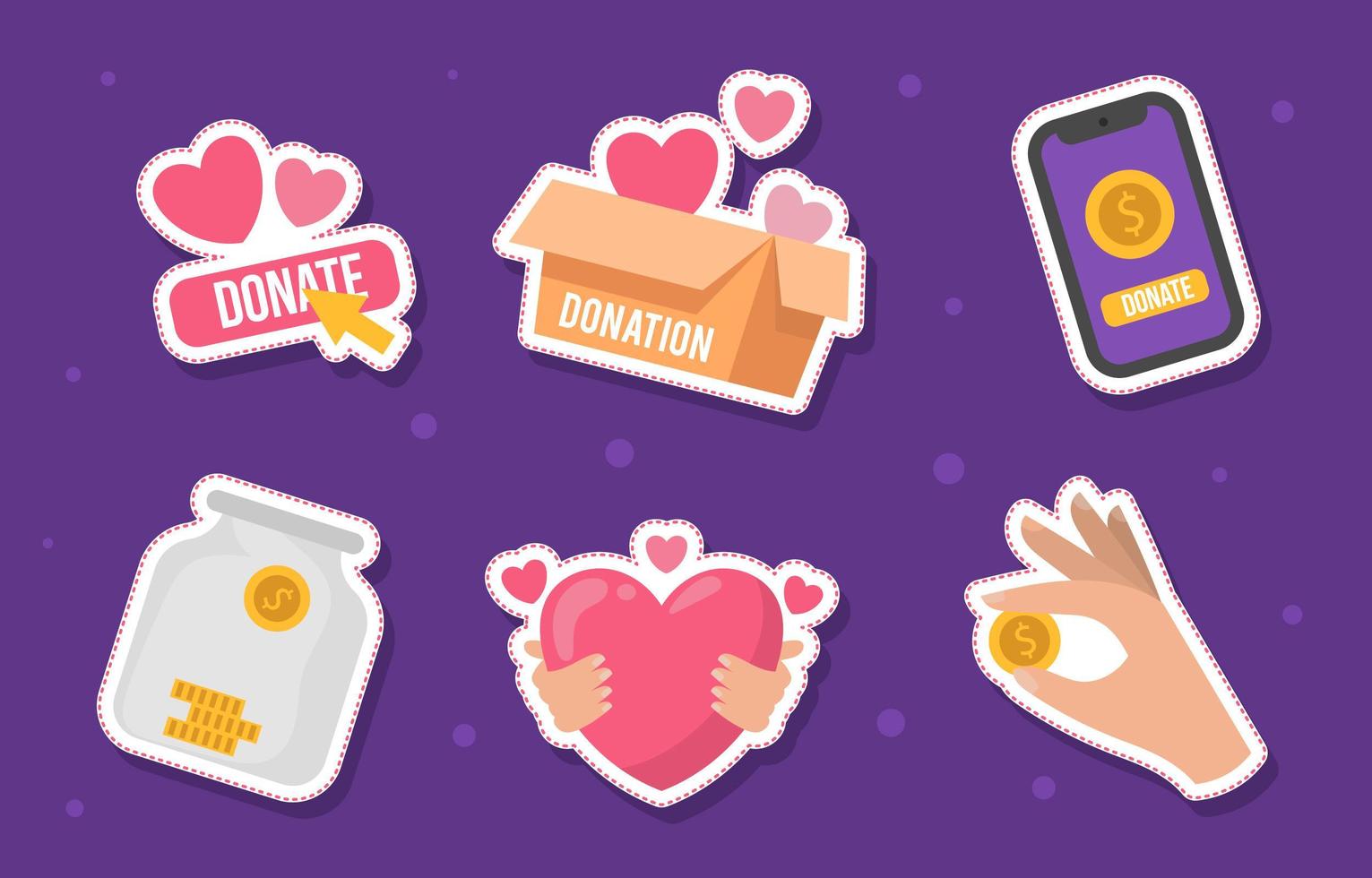 Cute Donation Sticker Collection vector