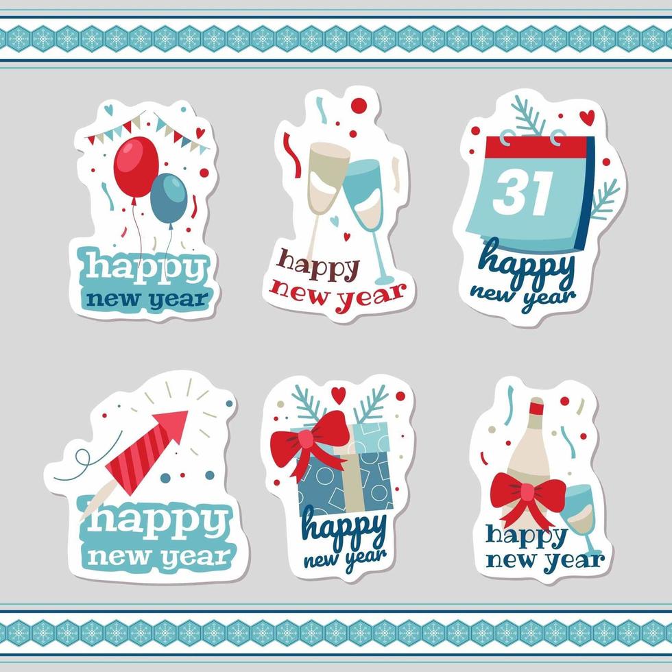 Set of New Year Stickers vector