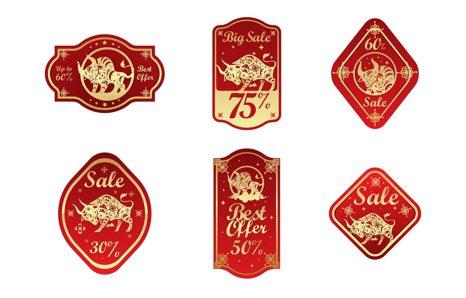 Golden Ox Label Collection vector