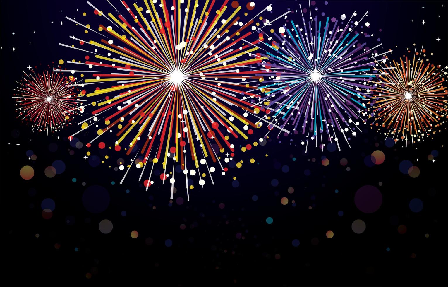 Fireworks Light in the Night Sky vector