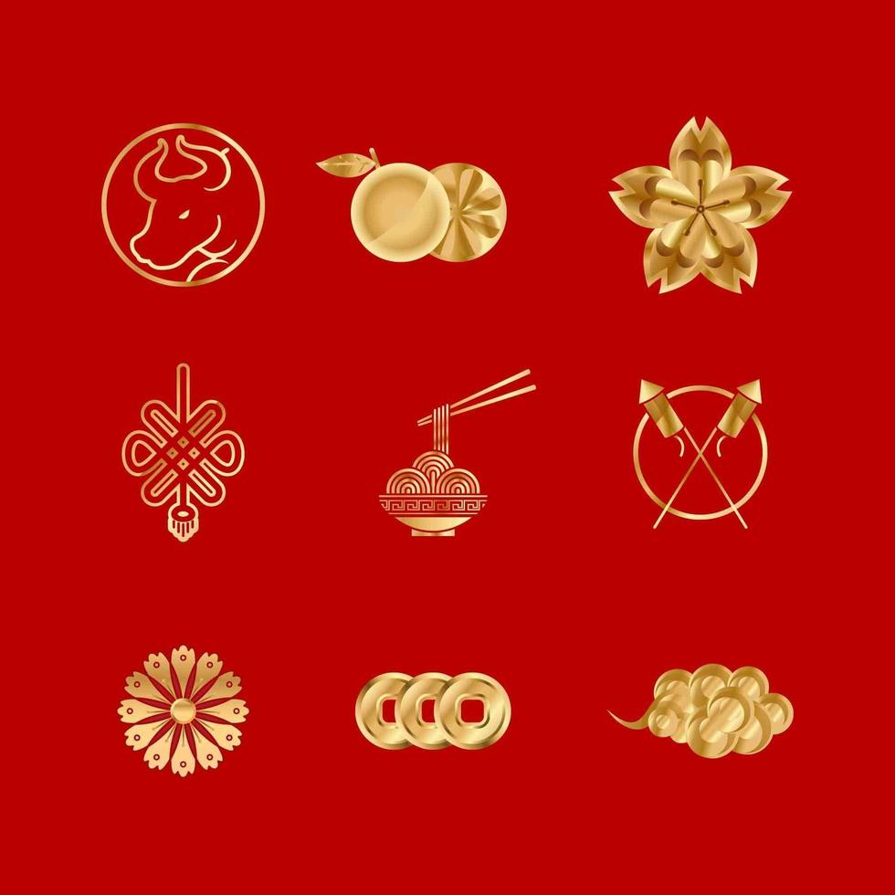 Chinese Ox New Year Sticker Pack vector