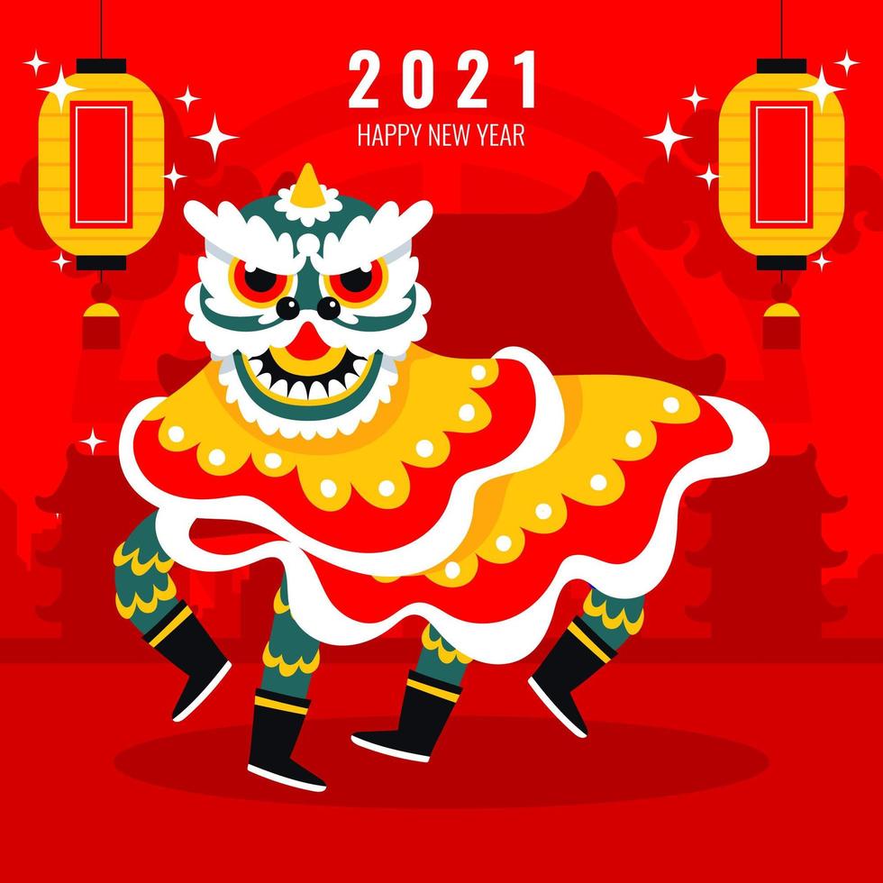 Chinese Lion Dance Background vector
