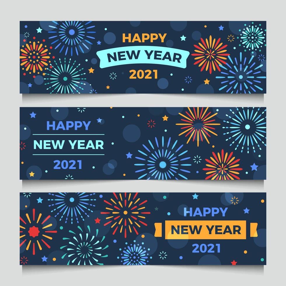 New Year Fireworks Banner vector