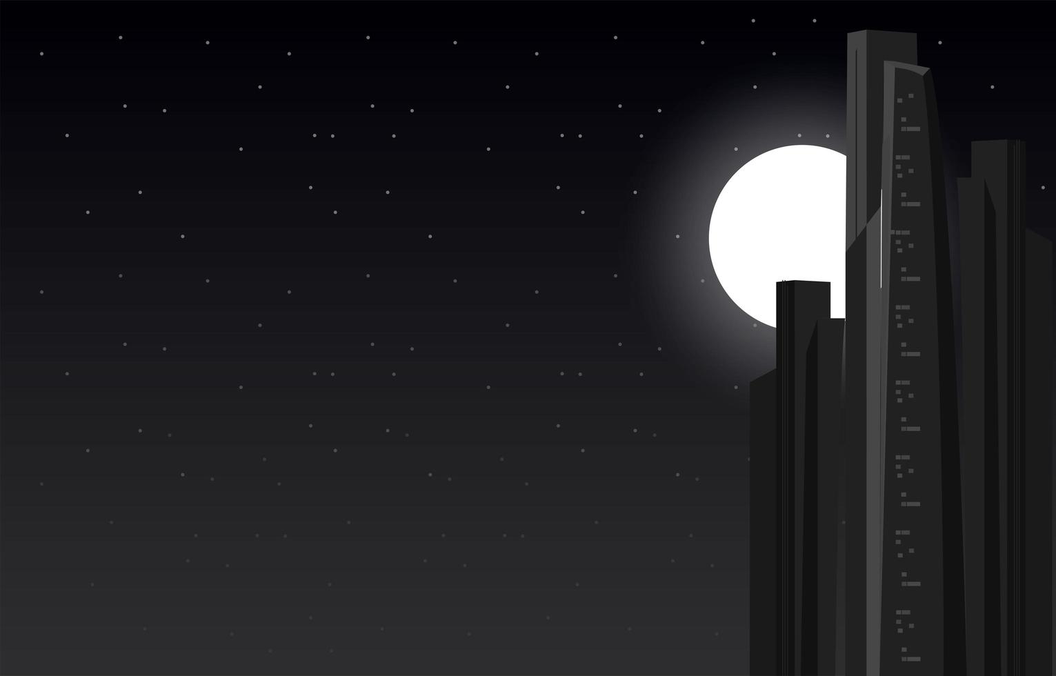 Futuristic Skycrapers with Full Moon Background vector