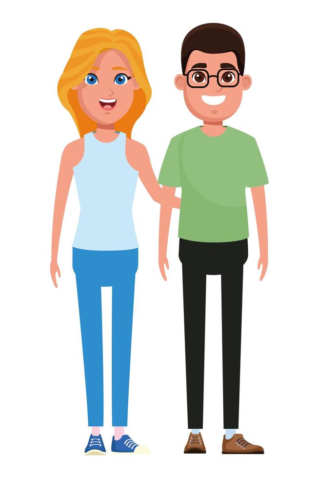 Couple Avatar Cartoon Character Portrait vector