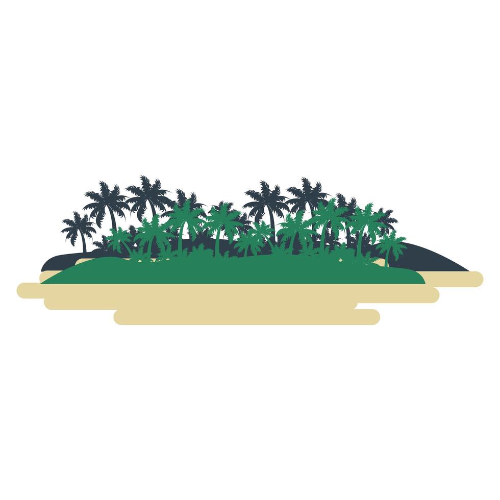 Island with palms and bushes cartoon isolated vector