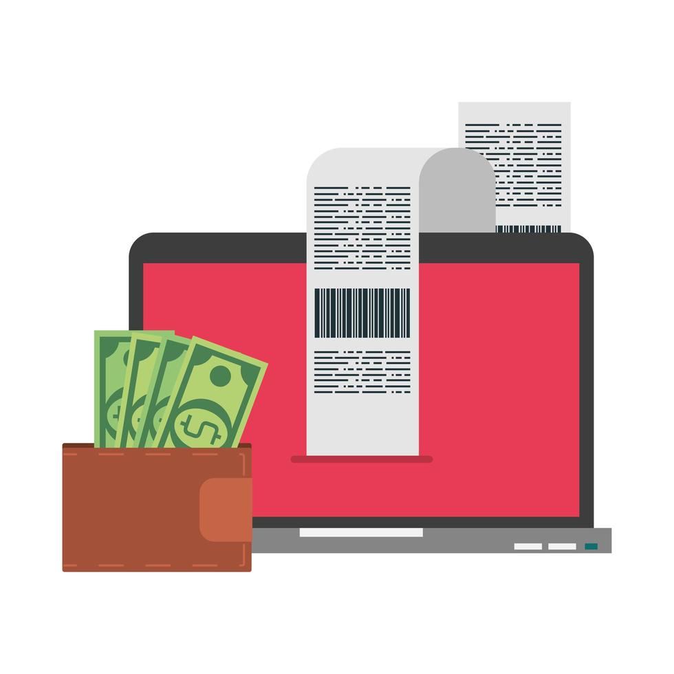 Online shopping and payment technology symbols vector