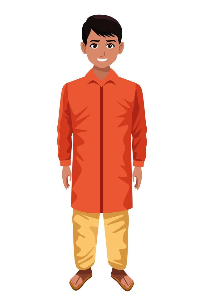 Indian boy wearing traditional hindu clothes vector