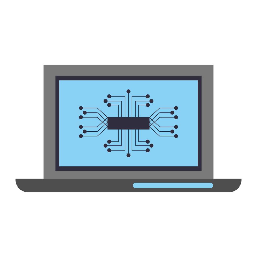 Laptop with electronic circuit icon vector