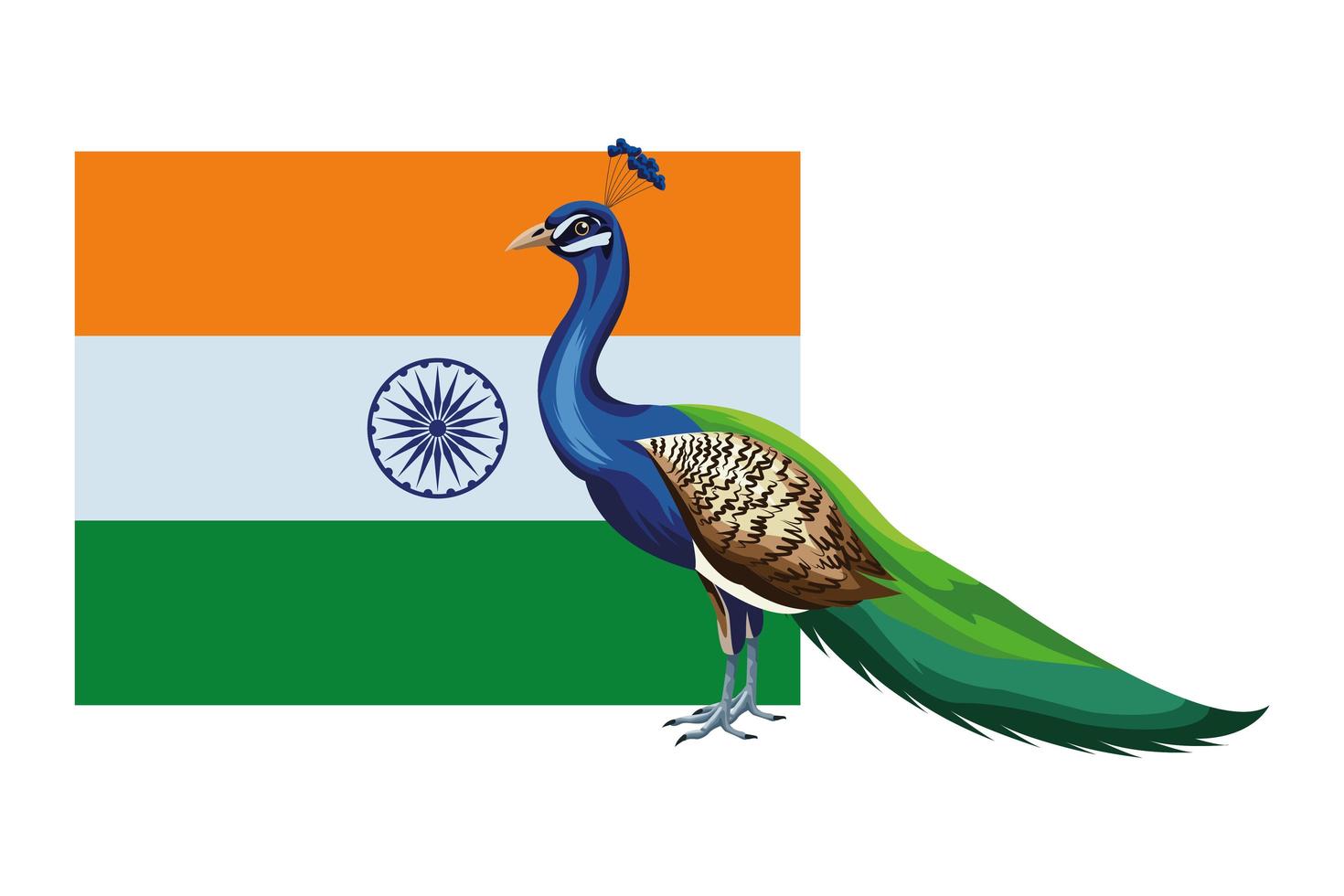 bandera de india composición de dibujos animados vector