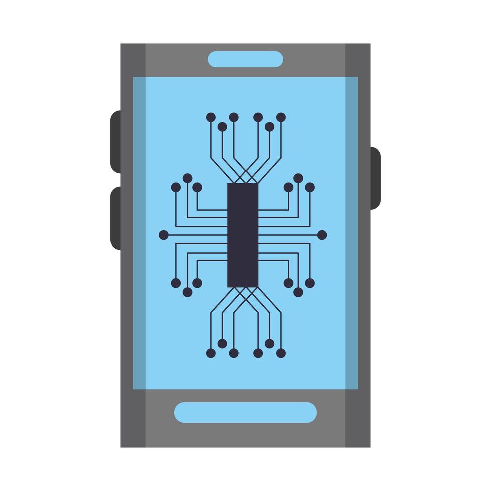 teléfono celular con icono de circuito electrónico vector