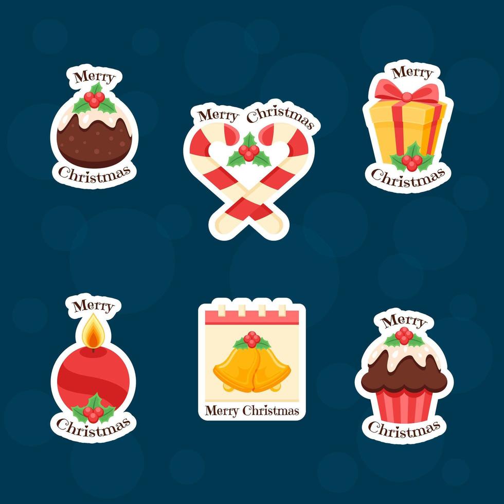 Colourful Christmas Items Sticker Collection vector