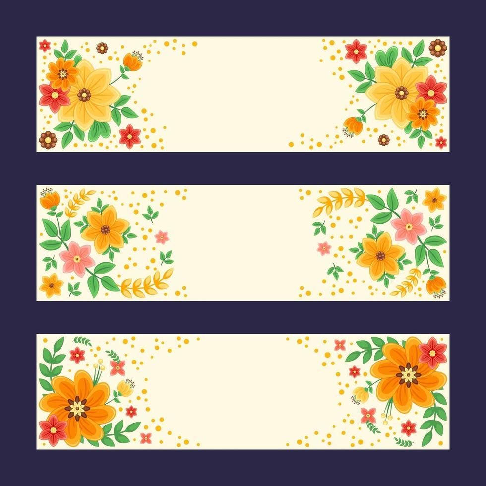 Colourful and Beautiful Flower Banner Set vector