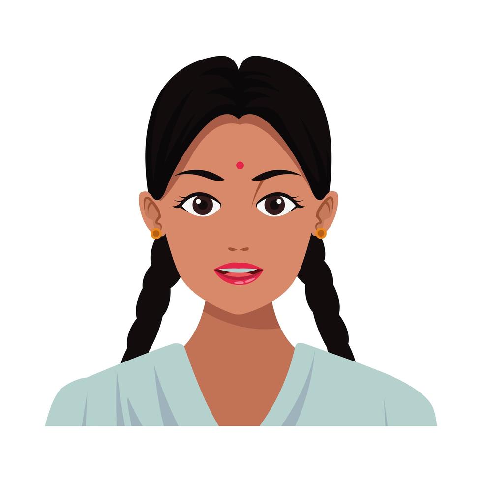 Indian girl face avatar cartoon vector