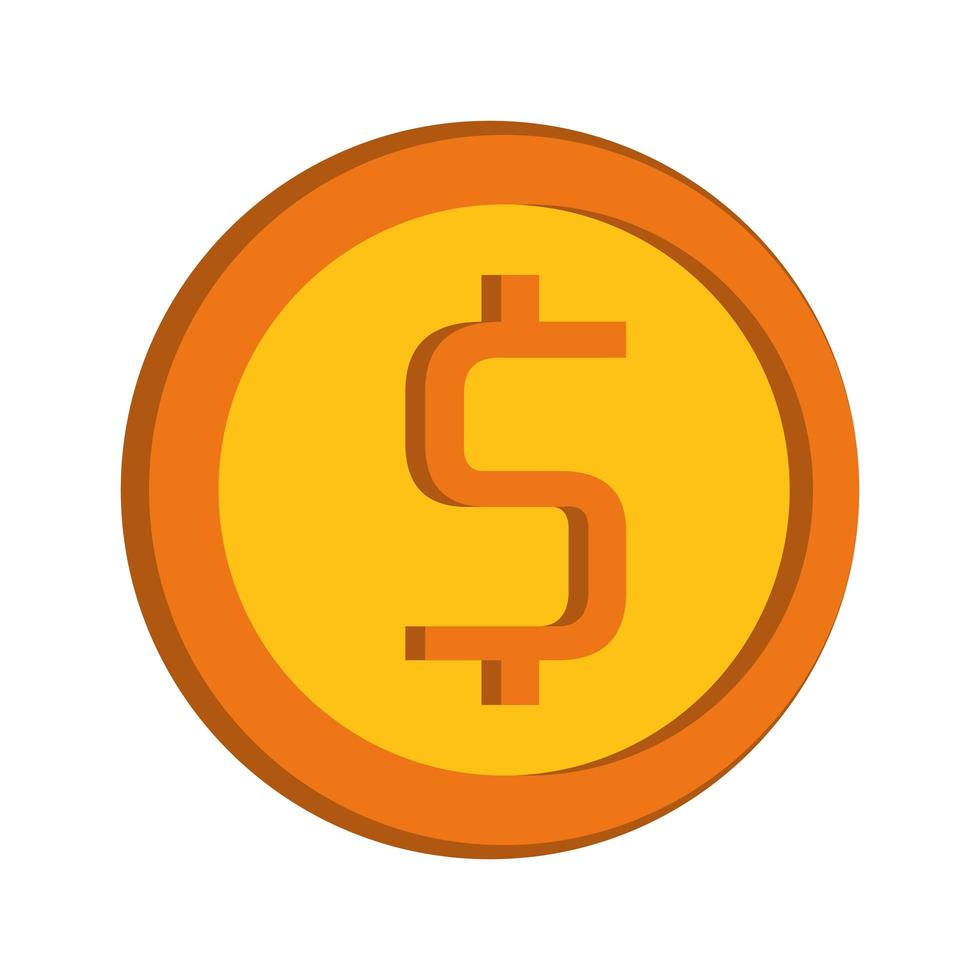 Gold coin with dollar symbol vector