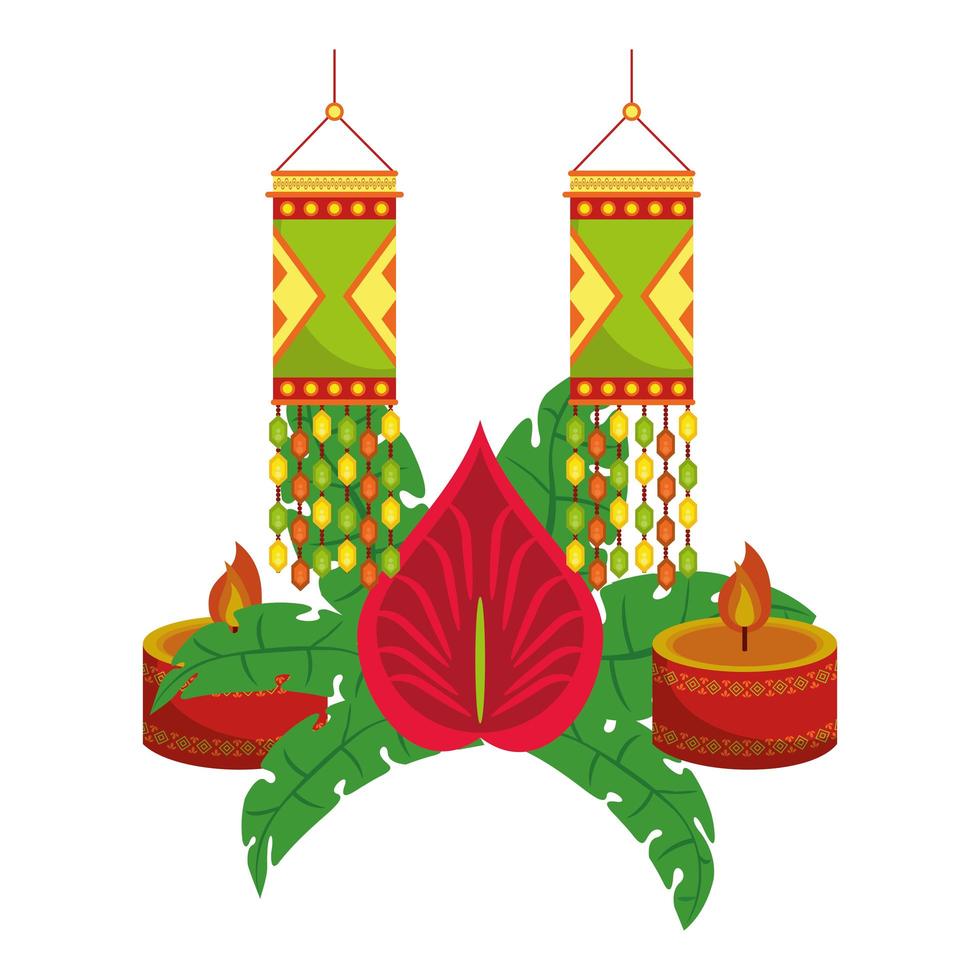 ugadi celebración india emblemas dibujos animados vector