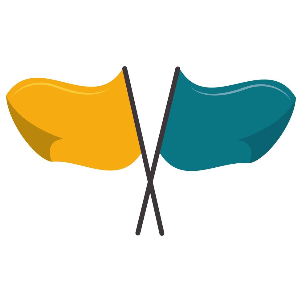 Soccer blue and yellow flags vector