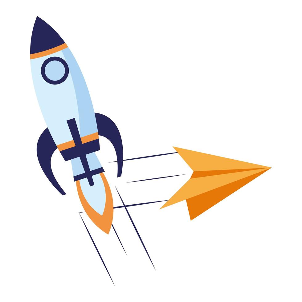 Rocket and a paper airplane icon vector