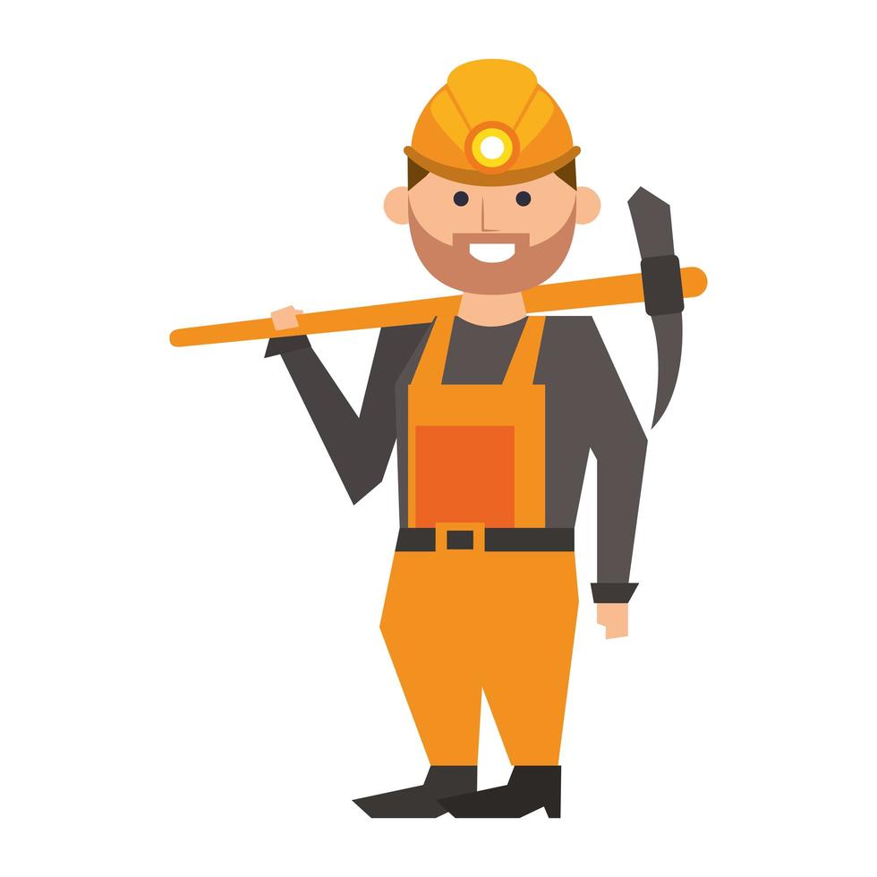 Mining worker holding a pick tool cartoon vector