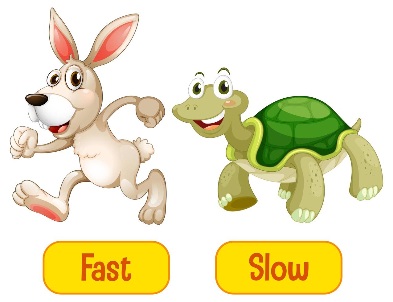 adjetivos opuestos palabras con rápido y lento vector