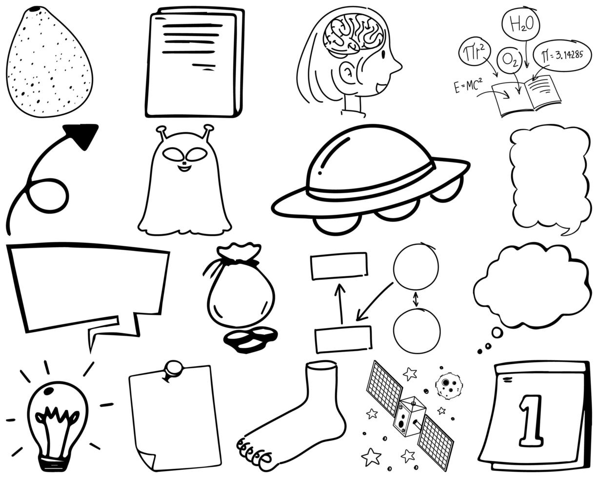 Set of item and symbol hand drawn doodle vector