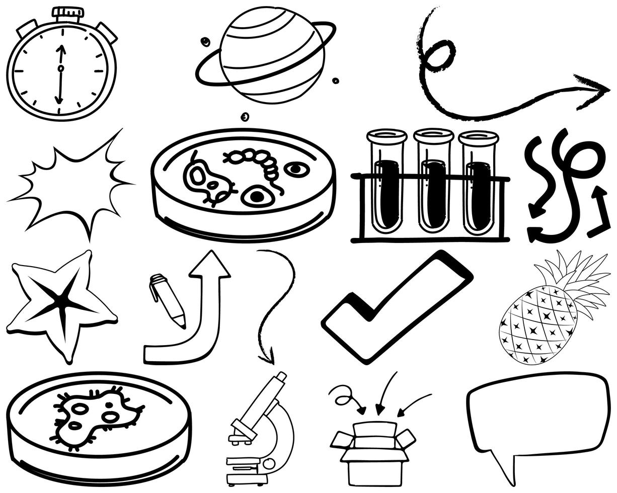 Set of item and symbol hand drawn doodle vector