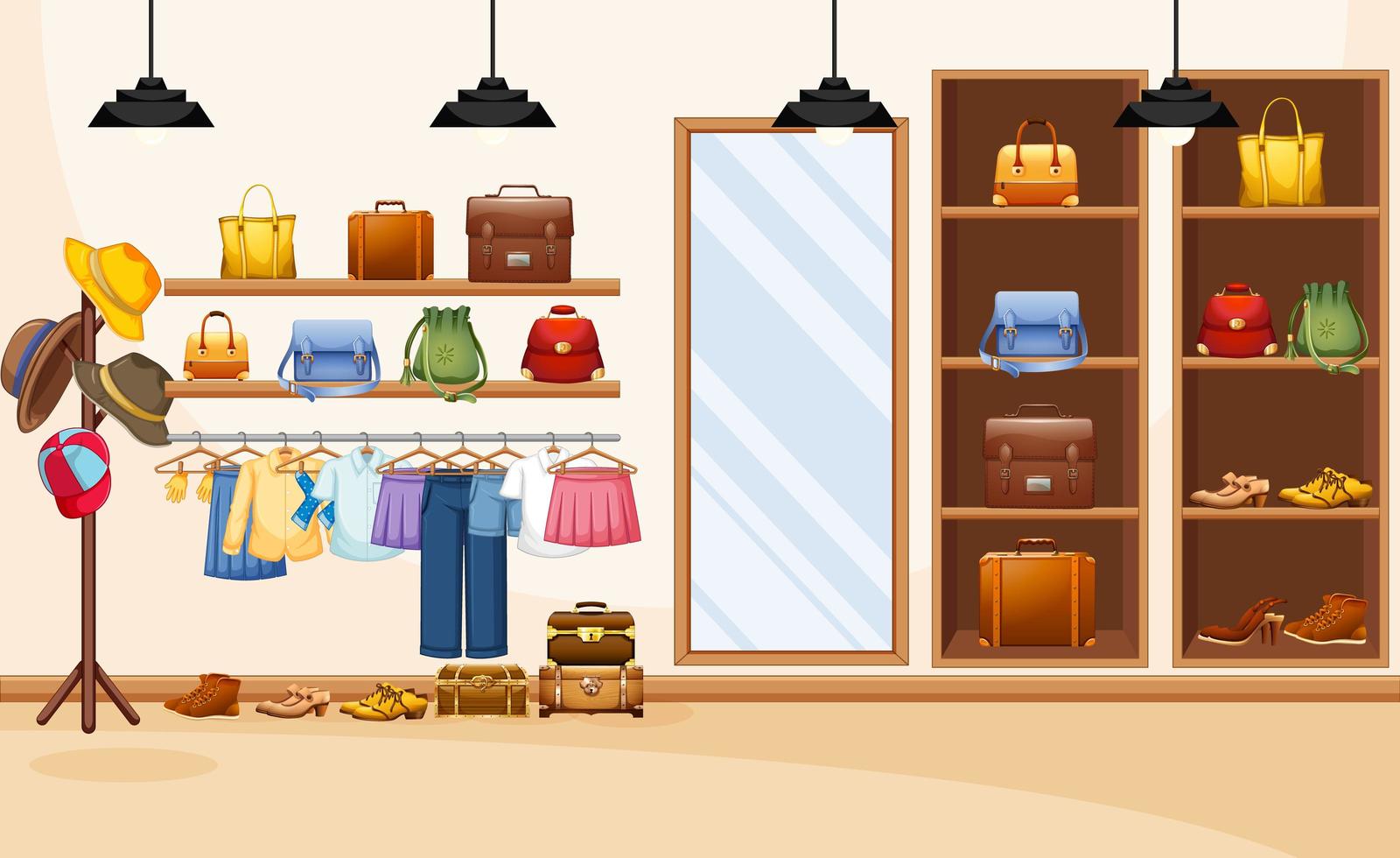 Fashion clothes store background vector