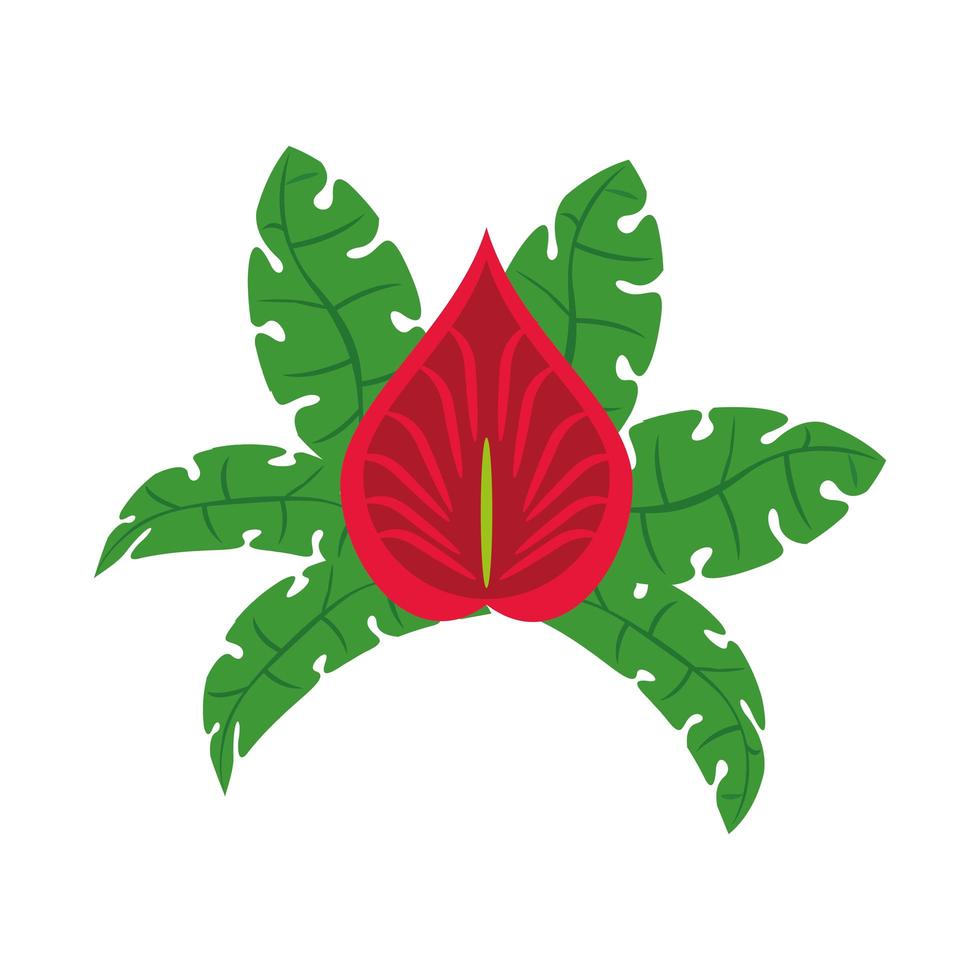 Flower with leaves cartoon isolated vector