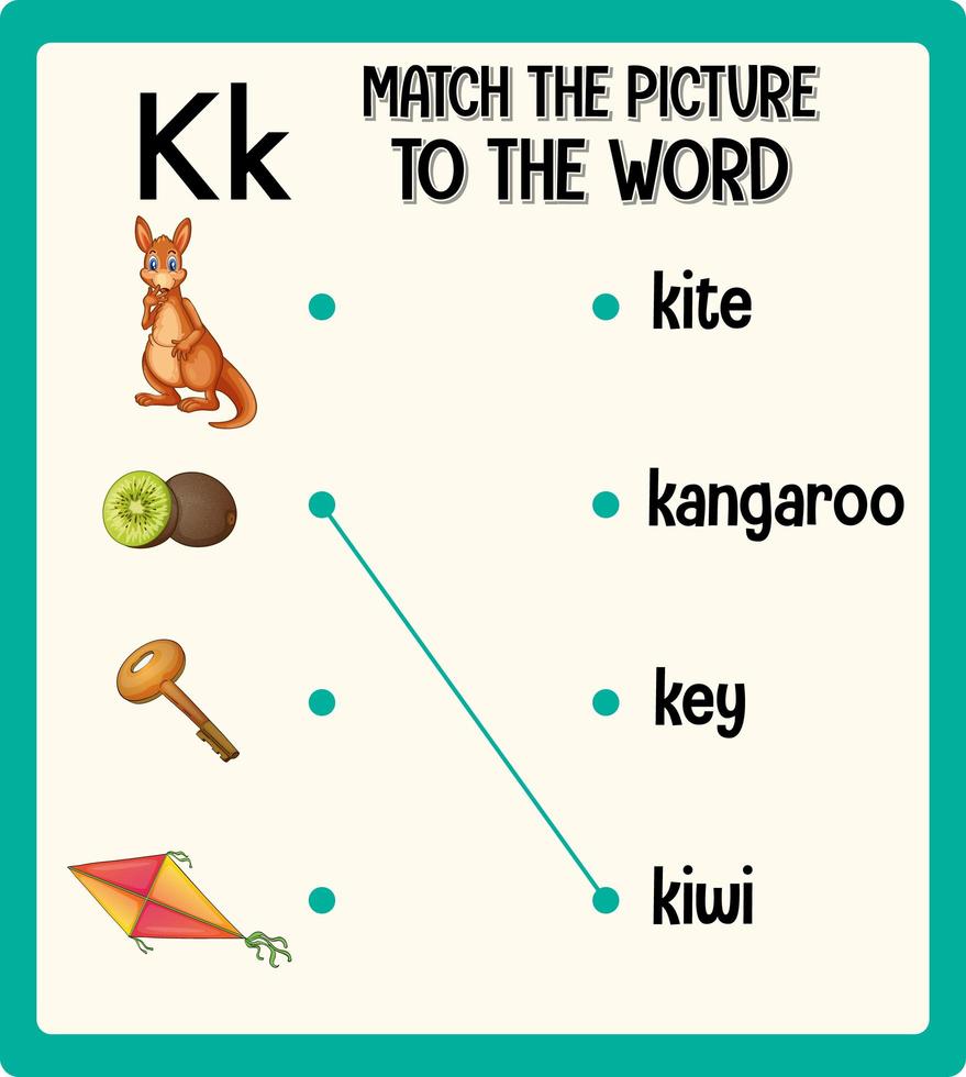 Match the picture to the word worksheet for children vector