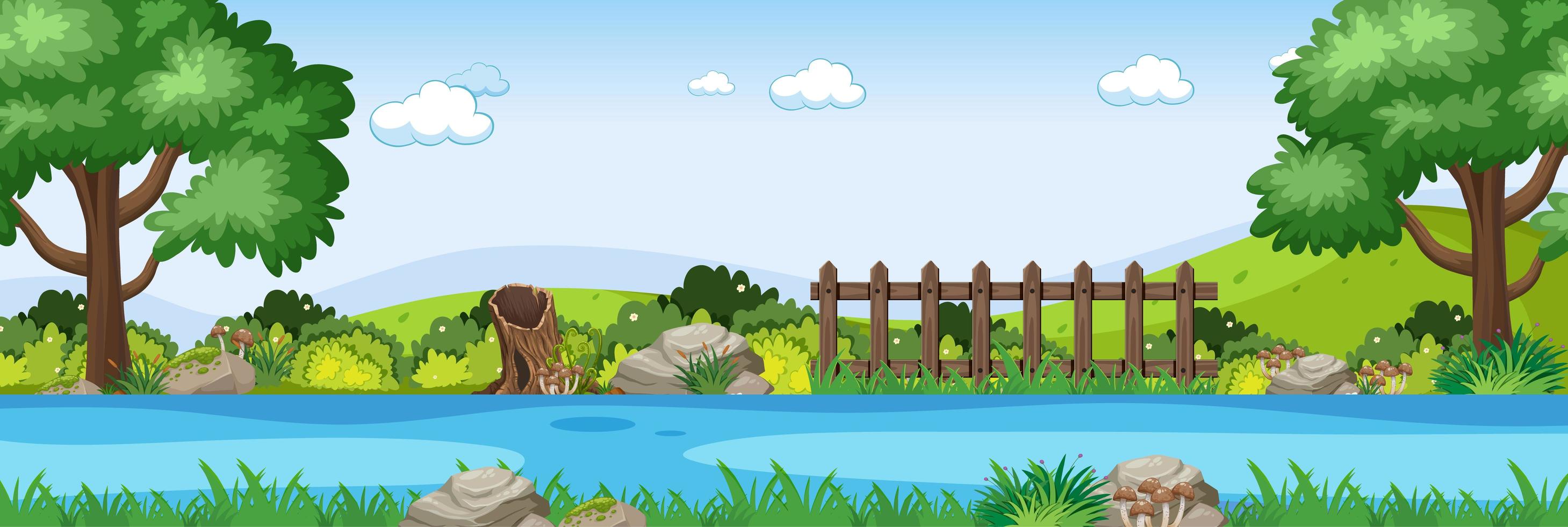 River scene in the park horizontal scene vector