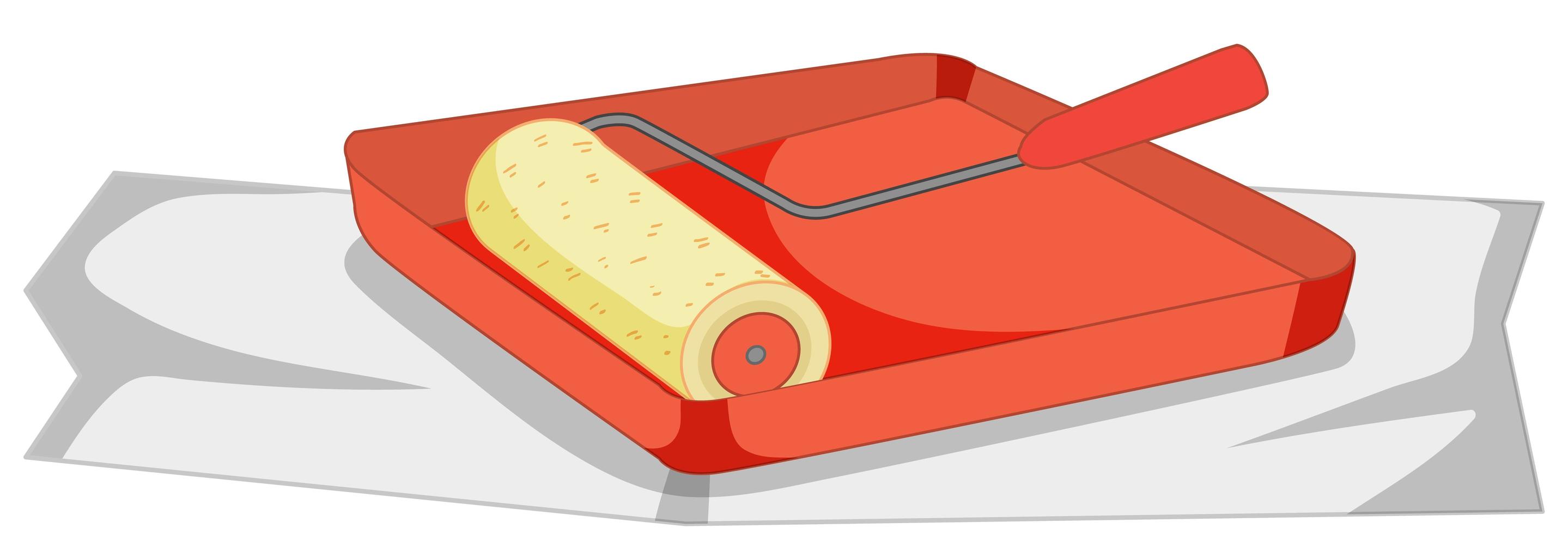Paint roller with paint tray for painting work vector