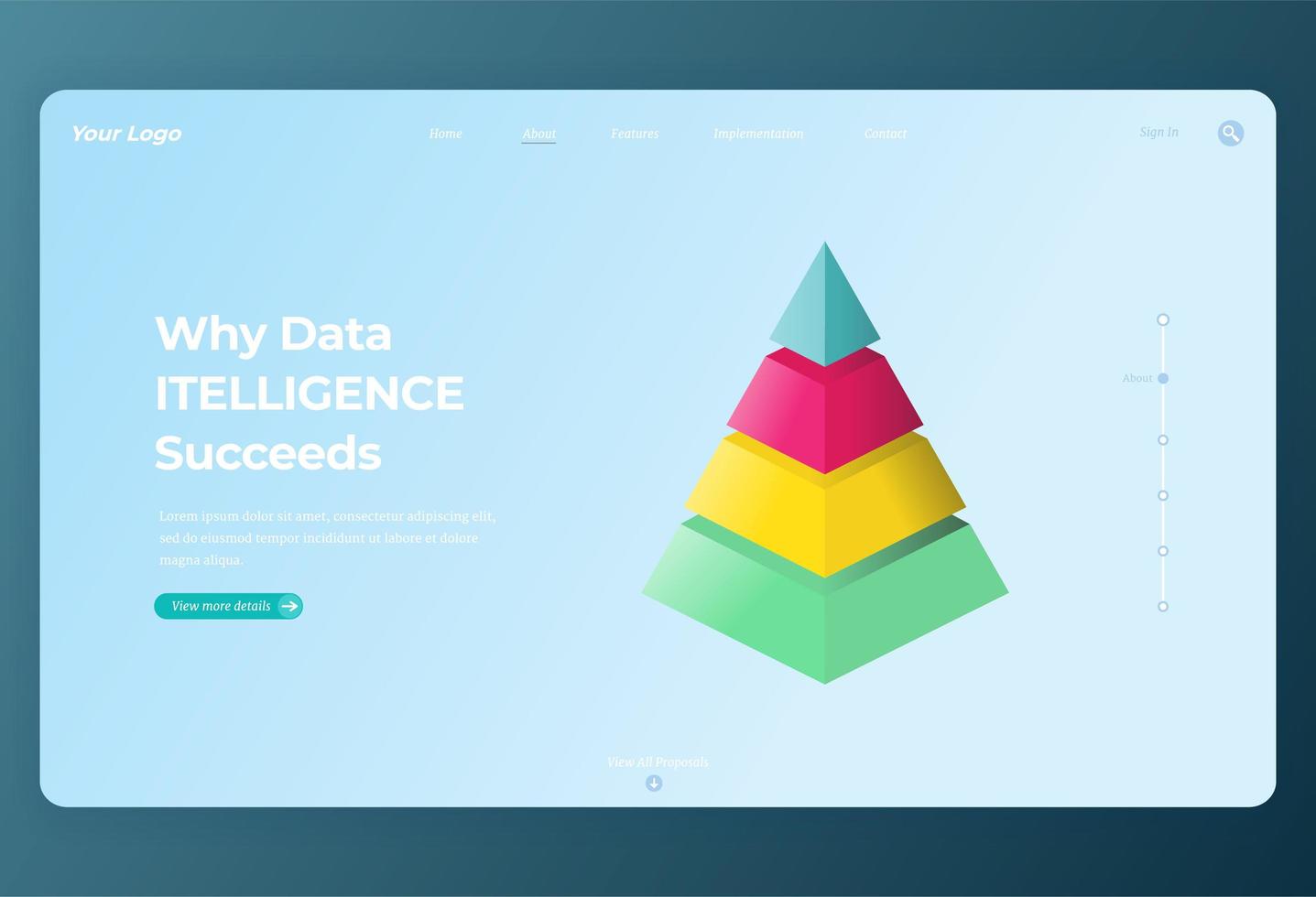 Pyramid chart on landing page vector